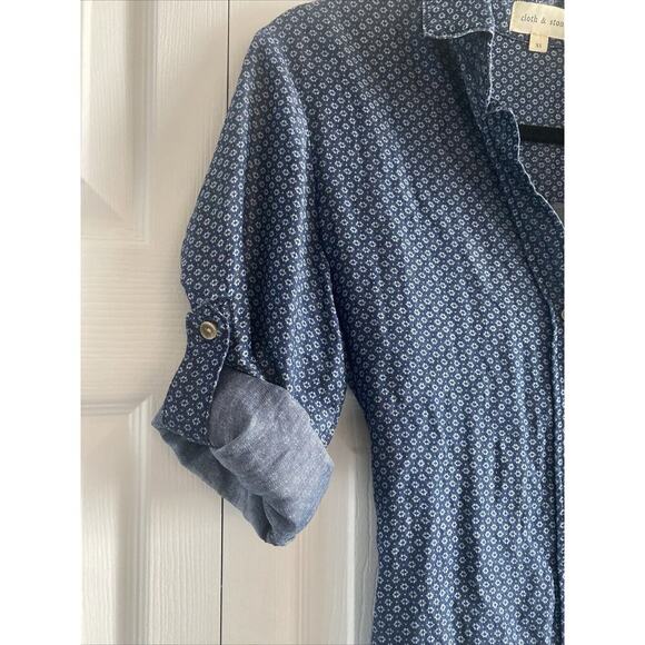 Cloth & Stone Anthropologie Women's Blue Chambray Collared Dress XS Button Down - Picture 2 of 6